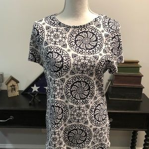 Talbots Printed Navy / White Tshirt